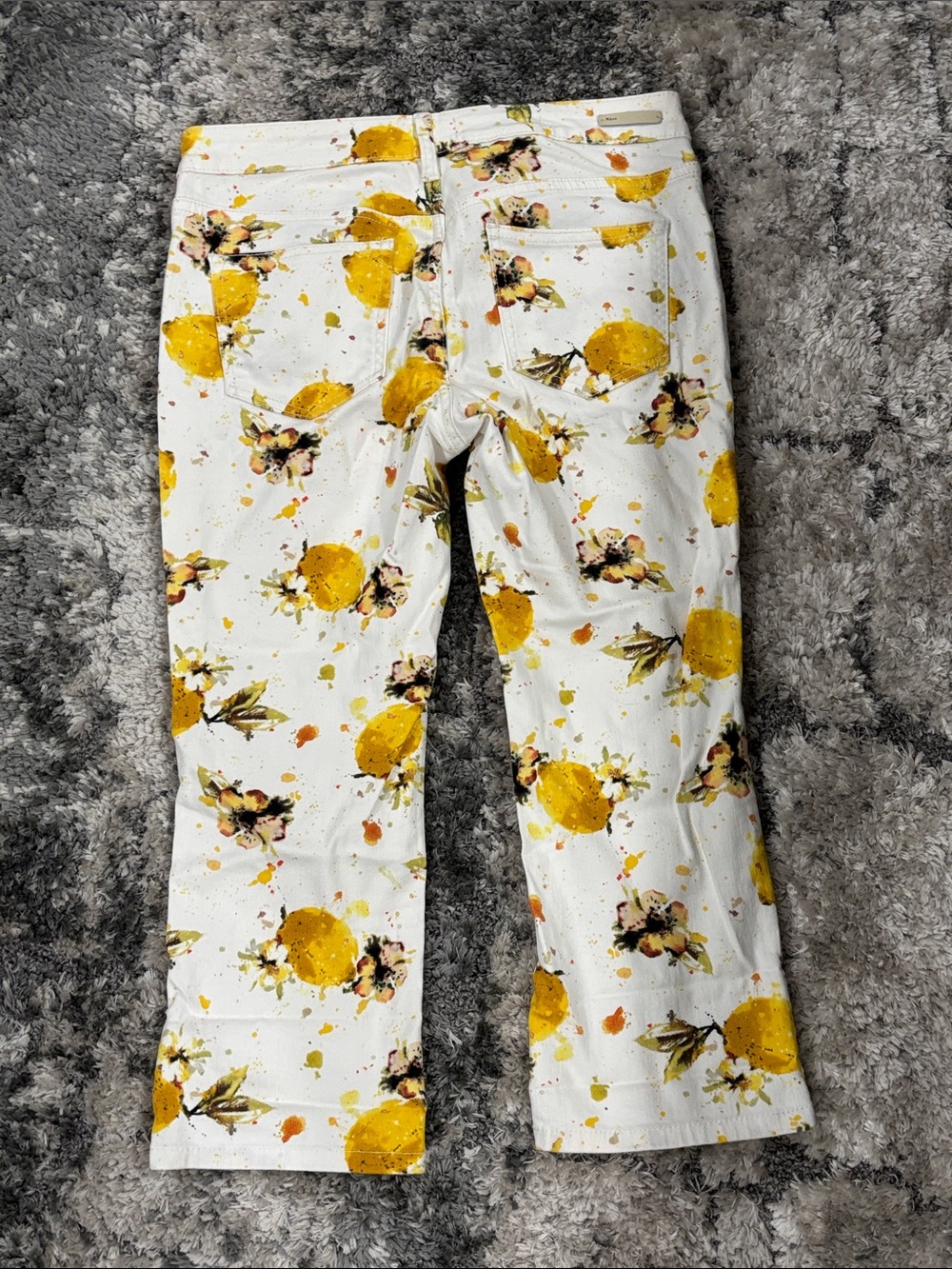 Women’s White Lemon Print Jeans - Picture 2 of 2